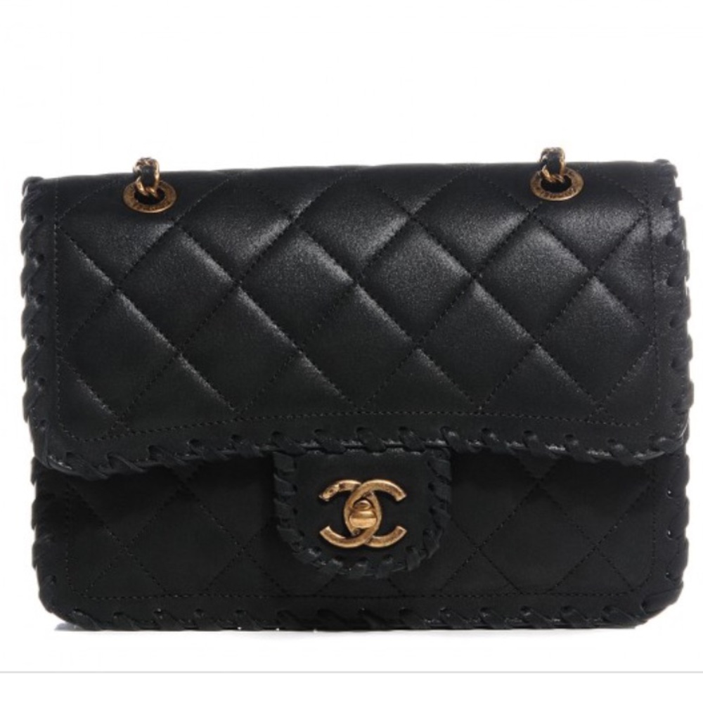 ISO CHANEL Calfskin Small Happy Stitch Flap Black